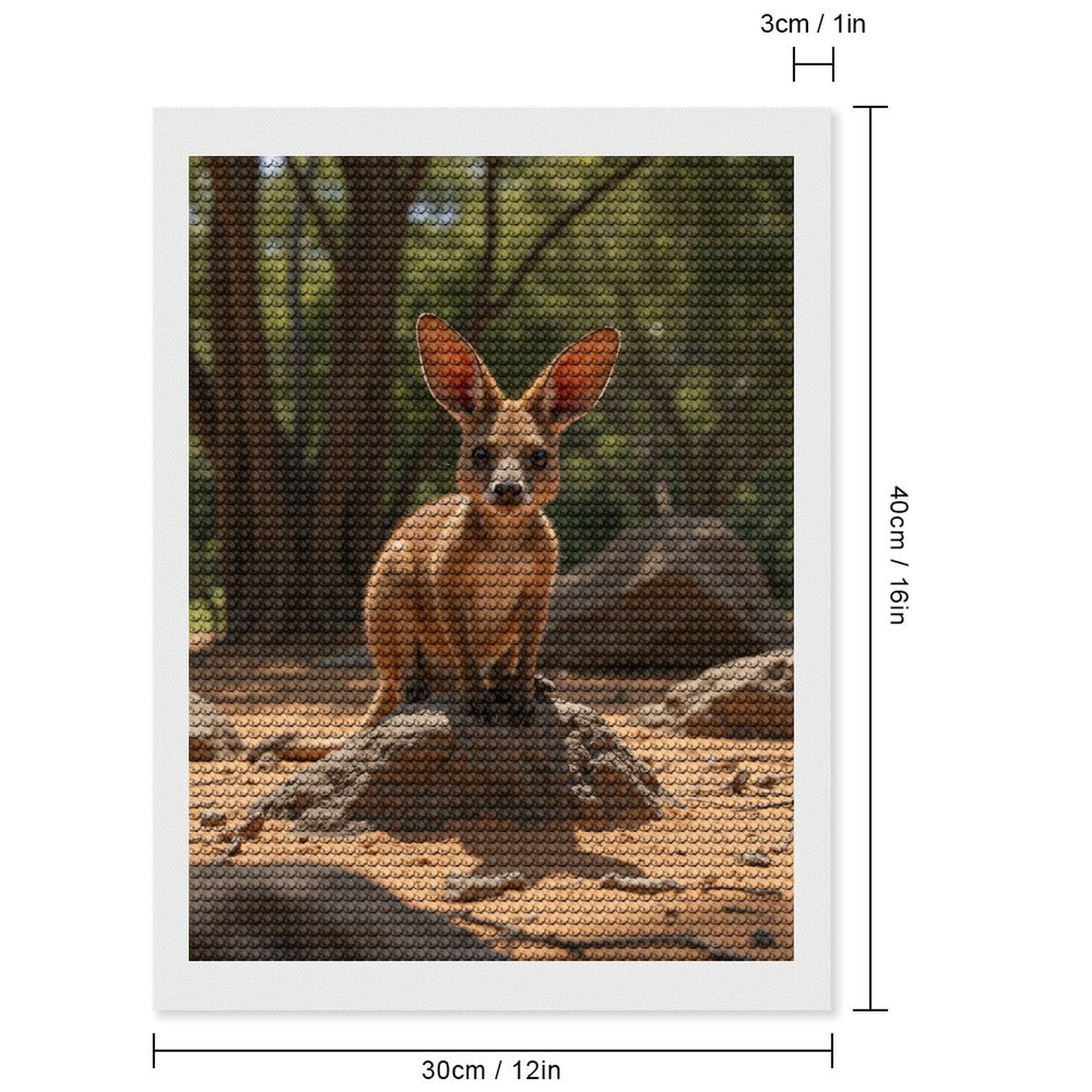 Diamond Art Kits for Adults, Kangaroo Bunny Mix Nature Rocks 5D Diamond Painting Kits for Adults Beginners, DIY Full Drill Diamond Painting, Gem Art and Crafts 12x16