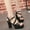 Black, variant on Women's 4 Inch Platform Chunky Heel Strappy Ankle Strap Block Heeled Sandals Black 7.5(40)
