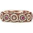 thumbnail image 5 of Sunflower Oxidized Statement Wedding Band Ruby Ruby Cubic Zirconia Rose Tone 925 Sterling Silver, Size 9, 5 of 7