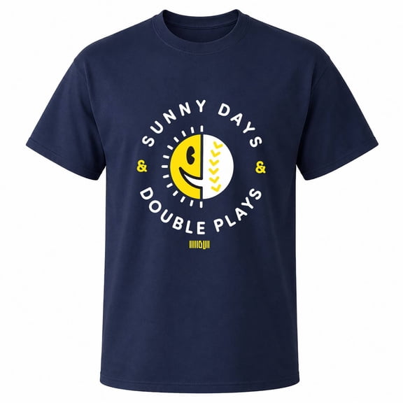 Sunny Days Double Plays Smiley Baseball Graphic T-Shirt, Unisex Classic Fit, Cotton Blend, 180 GSM, Front Print