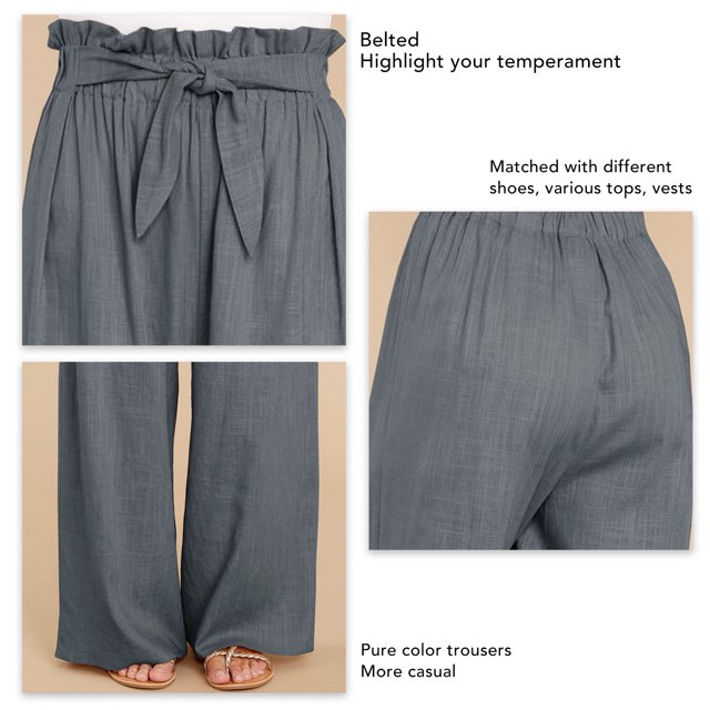 Pantalones Largos De Mujer, Pantalones Casuales De Mujer Con Cinturón Para La Vida Diaria ANGGREK Otros