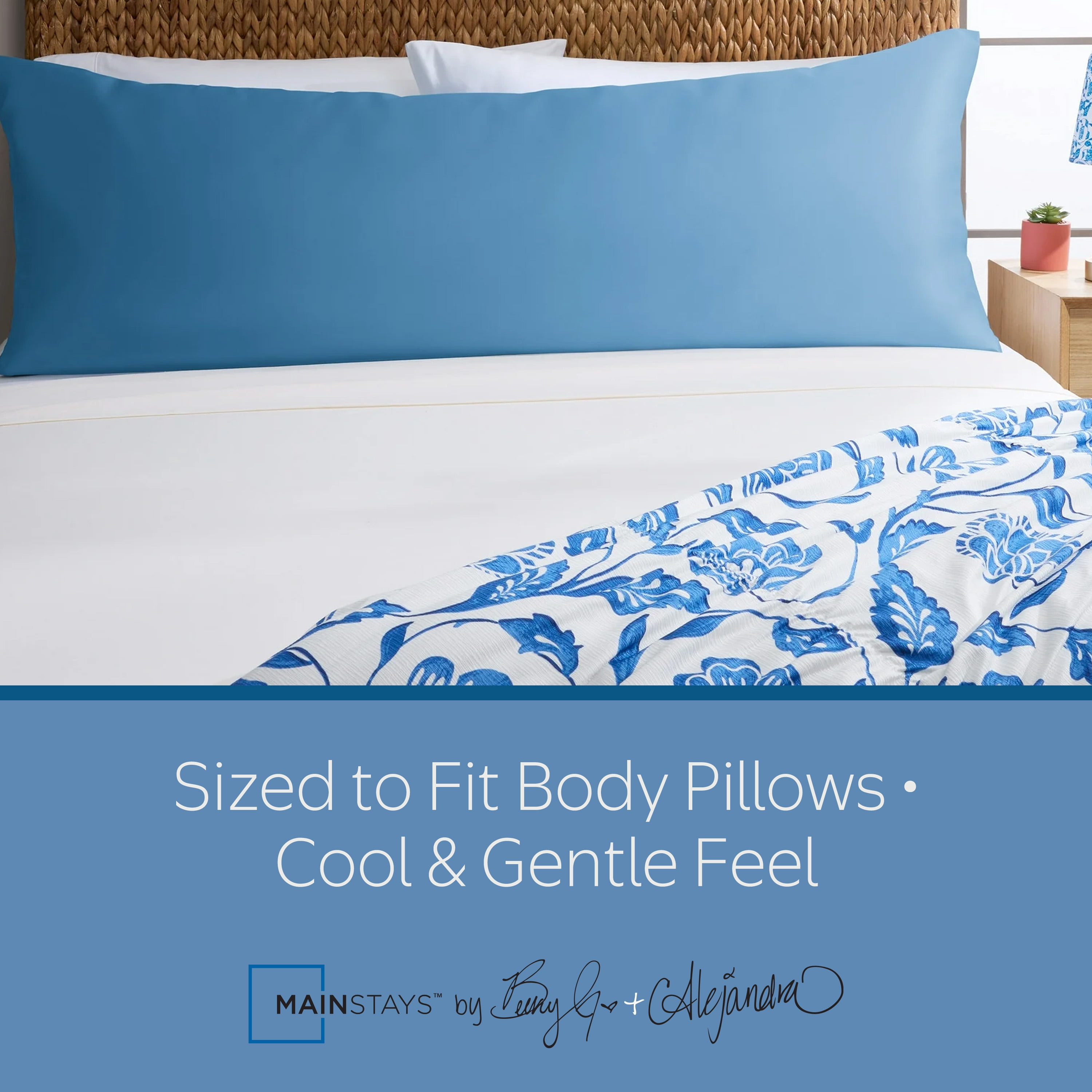 Mainstays by Becky G. & Alejandra Satin Body Pillow Cover, Blue
