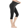 thumbnail image 2 of Stamzod Women's Activewear Leggings Summer Solid Color High Waisted Stretch Capri Leggings Casual Slim Fitting Plus Size Workout Leggings for Women Black C XL, 2 of 7