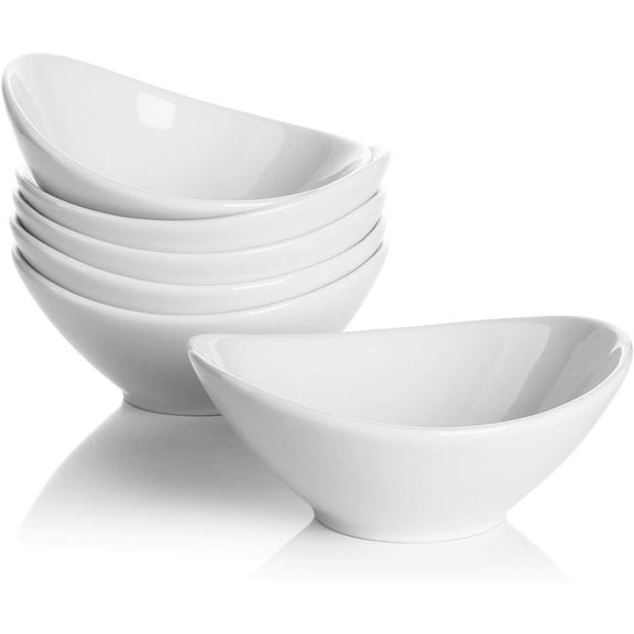 5 Inch Porcelain Small Bowls Set 6 Ounce small serving bowls for Dessert Ice Cream Snack Dipping Side Dishes Microwave & Dishwasher Safe- White