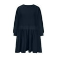 thumbnail image 3 of Qiopertar Robe de Sport à Col Rond Manches 3/4 Patchwork pour Femmes Mini Jupe Ample Robe Hygiénique en Solde à Moins de 5$ en Solde, 3 of 5