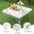 thumbnail image 4 of White Gold Geometric Marble Square Fitted Tablecloth with Elastic Edge,Square Table Cover,Washable Elastic Table Cover for Home Kitchen Party Decor 36"x36", 4 of 6
