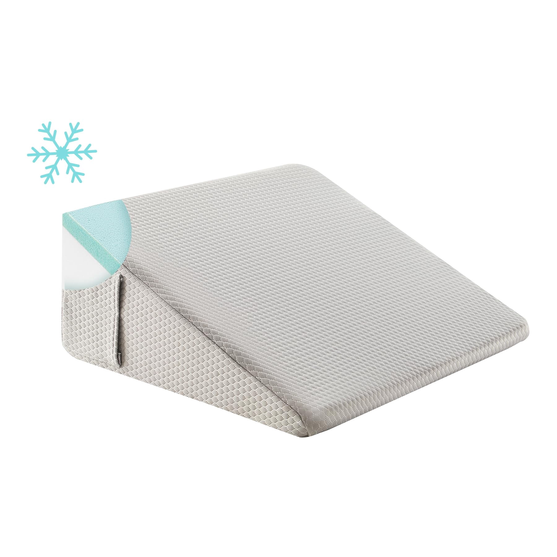 Wedge Pillow 8 Inch Bed For Headboard  Acid Reflux Sleeping After Triangle - Memory Foam Top Grey