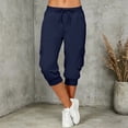 thumbnail image 4 of cocolona Womens Summer Casual Drying Cargo Capri Pants Elastic Waist Drawstring Outdoor Hiking Cropped Joggers with Pockets, 4 of 5