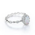 thumbnail image 6 of JeenMata Vintage 1.75 ct Oval Cut Opal and Moissanite Wedding Ring in 18k White Gold over Silver, 6 of 7