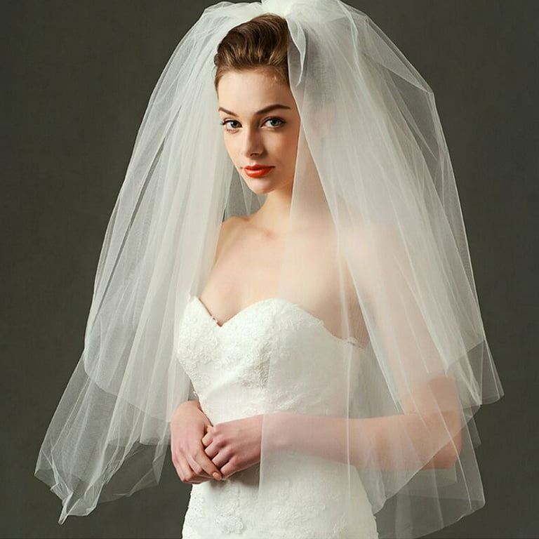 Tulle Wedding Dress Veils Fluffy Mesh White Multi Layer Bridal Hair Veil  Comb Br 