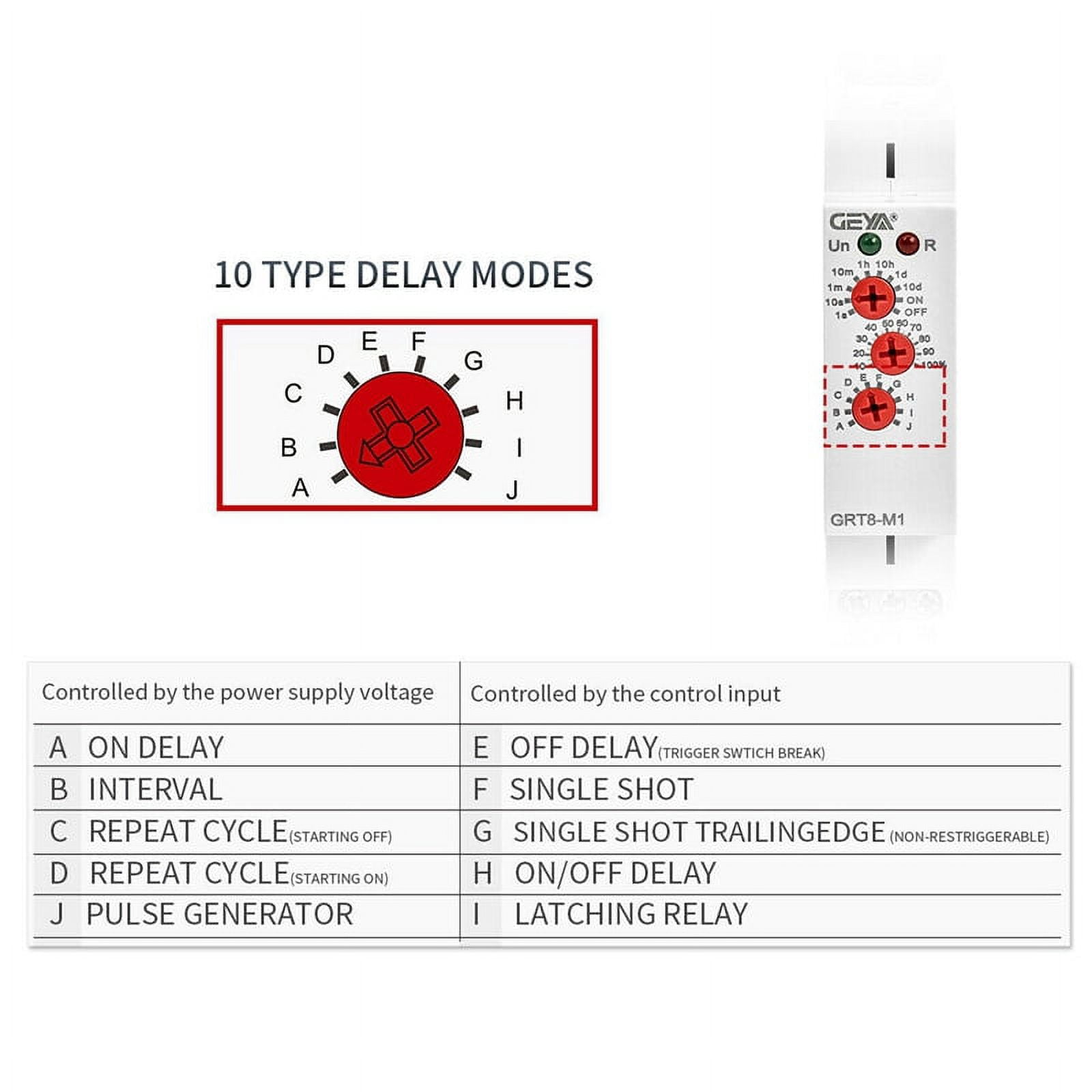 4X  GRT8-M1 On Off Time Delay Relay 16A AC/DC12V-240V Multifunction Din Rail Automatic Timer Relay