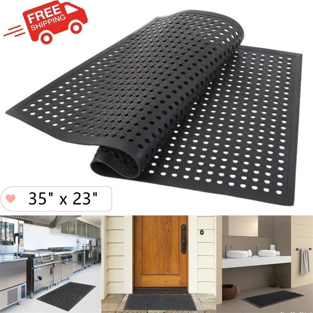 GIBZ Water Absorbent Kitchen Mats Comfort Anti Fatigue Floor Rug with Non  Slip Rubber Backing Easy to Clean, Grey, 45×70+45×120cm