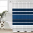 thumbnail image 4 of Shower Curtain Ocean Navy Blue Gradient Stripe Waterproof Shower Curtain Set with Hooks for Bathroom Showers,Stalls and Bathtubs,54x78InAbstract Geometric Minimalist Style, 4 of 9