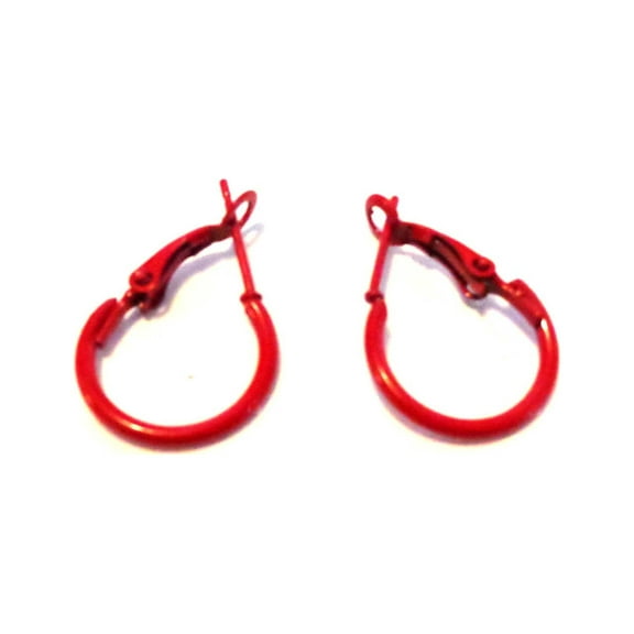 Small Hoop Earrings Red Hoop Earrings 0.50 inch Hoops Half Inch