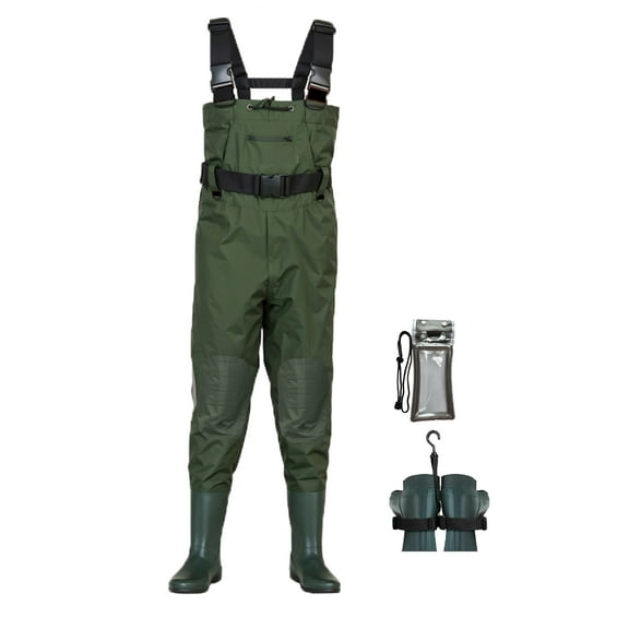 GOGHOST Chest Waders, double-layer nylon/PVC construction, unisex fit, suitable for fishing, hunting, mining, and farming operations-US10.