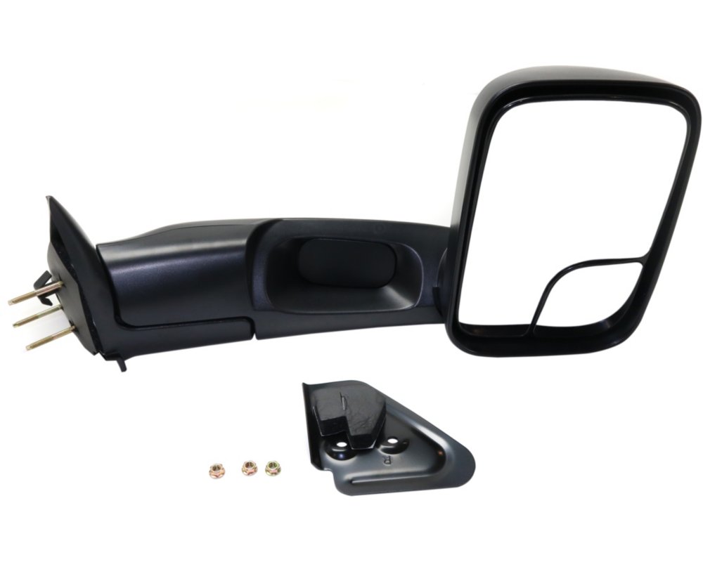 Towing Mirror Compatible With 1994-2002 Dodge Ram 3500 2500 Right Passenger Side w/ Blind Spot Corner Glass Textured Black Kool-Vue