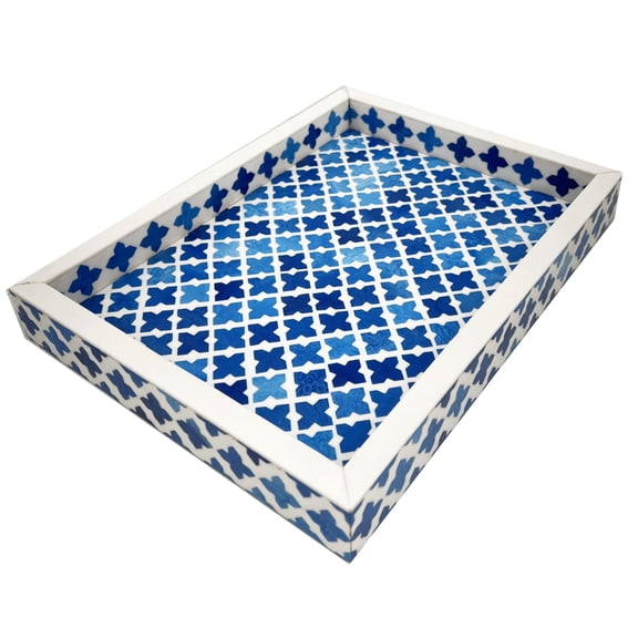 Moorish Moroccan Pattern Inspired Trays – Ideal Ottoman Tray – Multipurpose Bone Inlay Serving Tray Home Office Décor Accessories