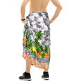 thumbnail image 3 of LA LEELA Men's Swim Trunk Beachwear Sarong Pareo Wrap One Size Slate, Beach Summer Vacation Aloha, 3 of 4