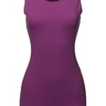 thumbnail image 4 of A2Y Women's Solid Fitted Classic Sleeveless Premium Cotton Midi Dress Dark Plum L, 4 of 5