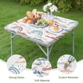 thumbnail image 4 of White Boho Bohemia Rainbow Clouds Sun Pattern Square Fitted Tablecloth with Elastic Edge,Square Table Cover,Washable Elastic Table Cover for Home Kitchen Party Decor 34"x34", 4 of 6