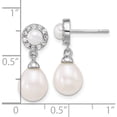 thumbnail image 3 of Sterling Silver Glistening, Opulent, Brilliant Polished Cubic Zirconia (Cz) White Rhodium-Plated 4-5Mm Round And 6-8Mm Teardrop Freshwater Cultured Pearl Cz Halo Dangle Post Earrings, 3 of 3