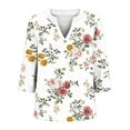 thumbnail image 5 of Ruimatai Women's Plus Size Floral Print V-Neck 3/4 Sleeve Blouse Loose Casual Comfortable Tunic Top, 5 of 5