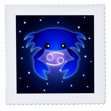 3dRose Cute Astrology Cancer Zodiac Sign Blue Crab - Quilt Square, 10 by