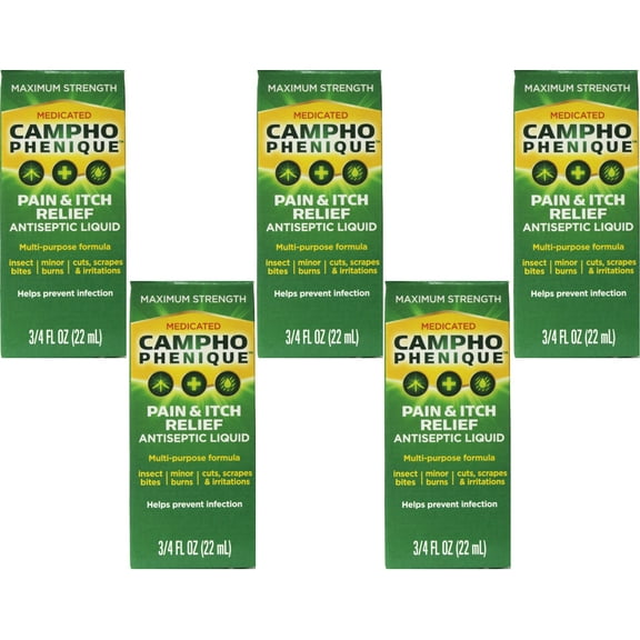 5 Pack - Campho-Phenique Pain Relieving Antiseptic Liquid, 0.75oz Each