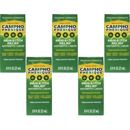 5 Pack - Campho-Phenique Pain Relieving Antiseptic Liquid, 0.75oz Each