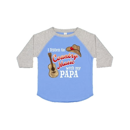 

Inktastic I Listen to Country Music with my Papa with Guitar and Hat Gift Toddler Boy or Toddler Girl T-Shirt