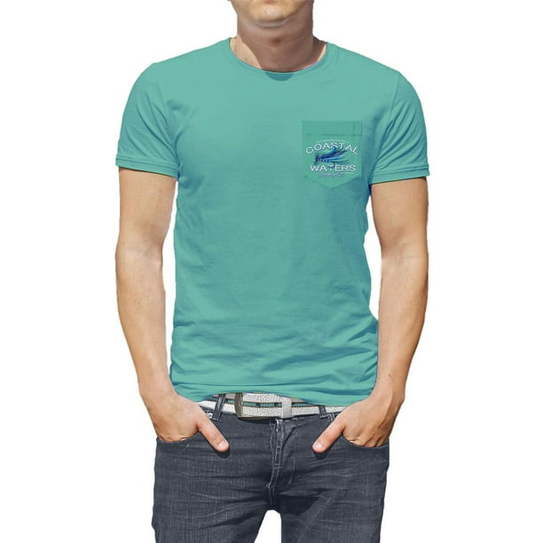 Coastal Waters Coastal Waters Men Graphic Cotton TShirt Short Sleeve Crew Neck Pocket Tee