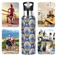 thumbnail image 7 of Yayeee 20oz Insulated Water Bottle Double Wall Stainless Steel with Flip Straw Lid, Blue Geometric Flowers Pattern, 7 of 7