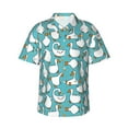 thumbnail image 2 of Xecao Cartoon Funny Goose print Hawaiian shirt - a stylish short-sleeve button-down for men, perfect for casual beach and tropical outings., 2 of 9