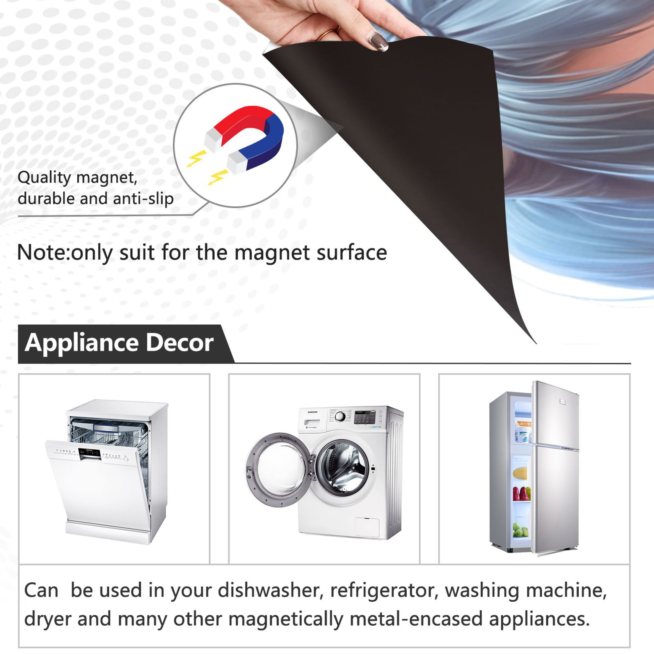 Dishwasher Magnetic Sticker 23x26 Inch Refrigerator Magnetic Sticker Washing Machine Magnetic Sticker Kitchen Panel Magnetic Sticker Home Decor Cartoon Blue Beauty