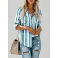 thumbnail image 7 of Asvivid Ladies Striped Long Sleeve Blouses with Front Pockets Color Block Shirts Lightweight Butttoned Retro Pullover Tops US 12-14, 7 of 7