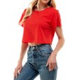 thumbnail image 4 of Women's Boxy Crop Top Round Neck Short Sleeve Casual 100% Cotton Cropped Tee T-Shirt (Large, Red), 4 of 7