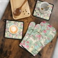 thumbnail image 5 of Labrador Dog and Flower Floral Kitchen Oven Mitt and Pot Holder Sets 4 Pcs for Baking, Cooking and Grilling, Heat Resistant Up To 392 °F, 5 of 7