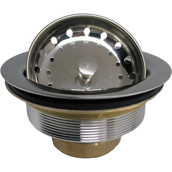 Lasco Fittings Kitchen Sink Basket Strainer Assembly Heavy Duty - Chrome - 3-1/2 Inch Opening