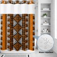 thumbnail image 2 of No Hook Shower Curtain, Yellow Beige Boho Shower Curtains for Bathroom with See Through Top Window, Geometric Vintage Abstract Art Ethnic Waterproof & Washable Bath Curtain 60"x72", 2 of 9