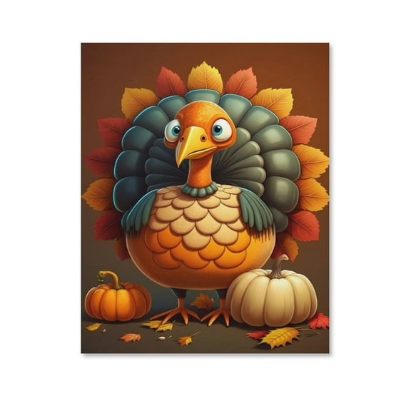Thanksgiving Turkey Poster Canvas- Perfect for Wall Artrations, Dining Room Decor, Bedroom Art, Wall Decor Living Room, Wall Art, Frameless 20x30inch