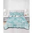 thumbnail image 2 of Quilts Twin Size Bedding Set, Turquoise Coastal Lightweight Quilted Comforter, Nautical Starfish Coral Jellyfish Shell Sea Soft Bedspread Coverlet with Pillow Covers for All Season, 68" x 86", 2 of 7
