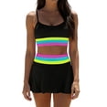 thumbnail image 3 of Pounoo Womens Rainbow Stripe Tankini Sets Slim Fit Spaghetti Strap High Waist Skirt Bottoms Beach Swimwear Bathing Suits Gift, 3 of 7