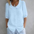 thumbnail image 5 of Vrorvz Printed Top Womens 3/4 Sleeve Button down Collared Tops Summer Business Blouses Casual Work Outfit, 5 of 5