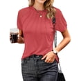 thumbnail image 1 of Blusa para Mujer AURUZA con Encaje Plisado Mangas Cortas Coral Talla L, 1 of 8
