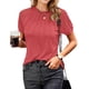 thumbnail image 1 of Blusa para Mujer AURUZA con Encaje Plisado Mangas Cortas Coral Talla L, 1 of 8