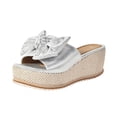 thumbnail image 2 of PiGOGI Women's Bow Wedge Sandals Thick Sole Open Toe Non-Slip Comfortable Beach Slides Summer Silver 5.5, 2 of 9
