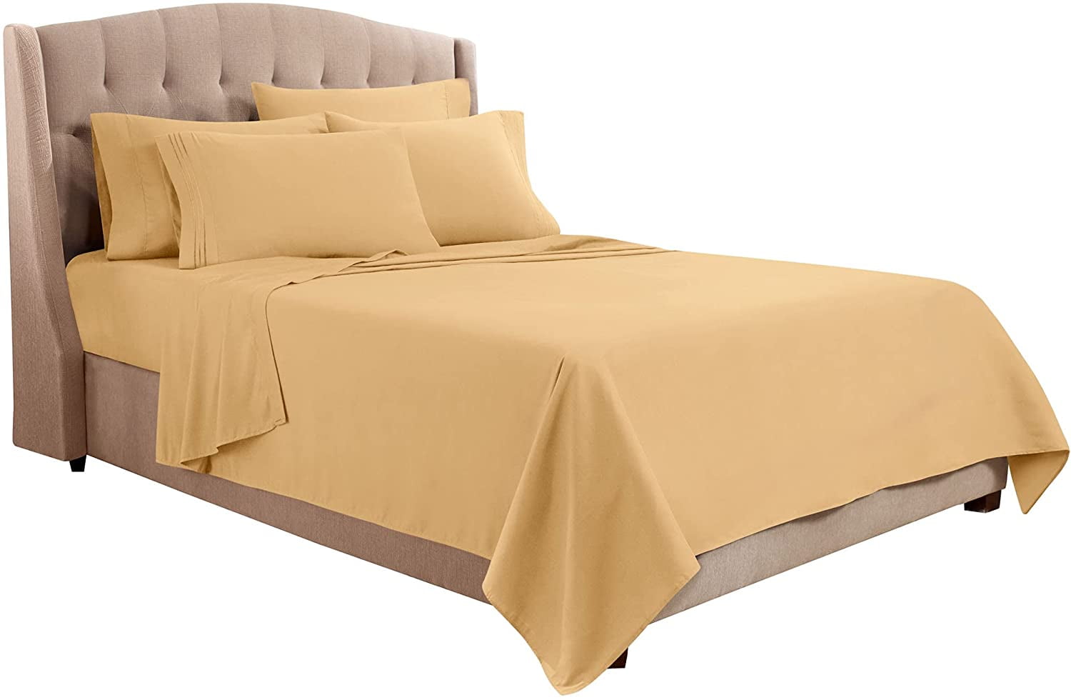 1000 TC Egyptian Cotton 8,10,12,15 Inch Deep Pocket Beige Solid Bedding Items 