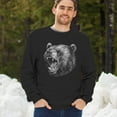 thumbnail image 4 of Roaring Grizzly Bear Sweatshirt Wild Animal Fierce Black and White Nature Wildlife Forest Predator Beast Crewneck, 4 of 7