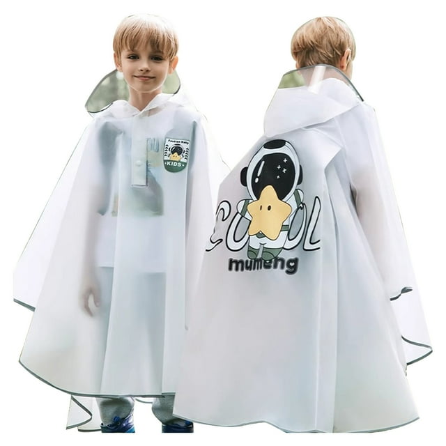 Tween Girls Raincoat Hidden Backpack Riding Rainwear Cartoon Print Long Sized School Poncho For Kids Vêtements Pour Enfants Size 10-12T