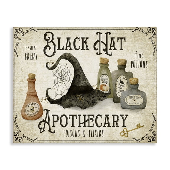 Stupell Industries Art Deco Vintage Black Hat Apothecary Canvas Art, 20 x 16, by Deane Beesley